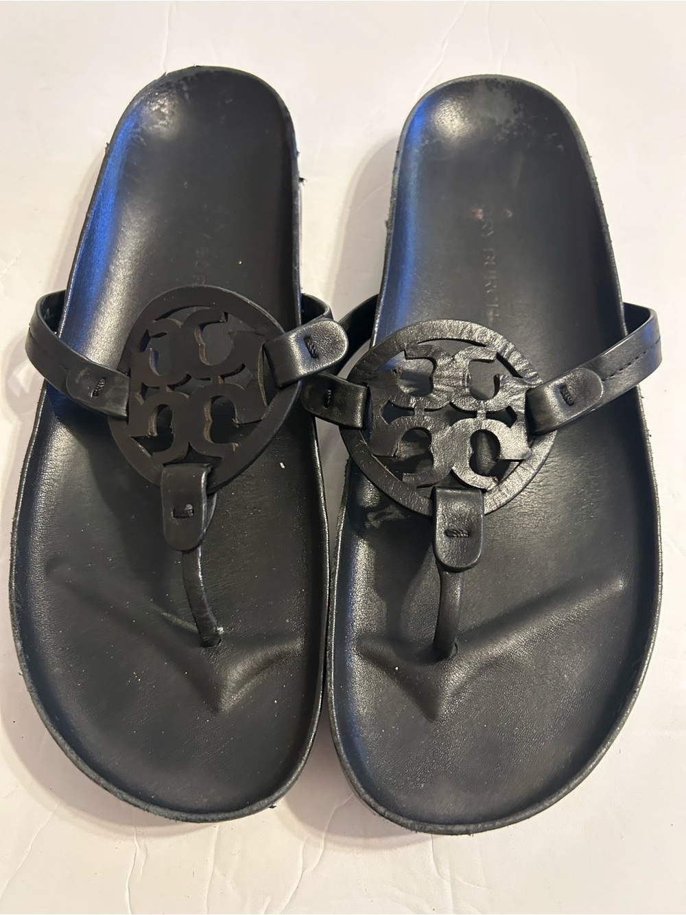 Tory Burch Black Logo Thong Sandals
